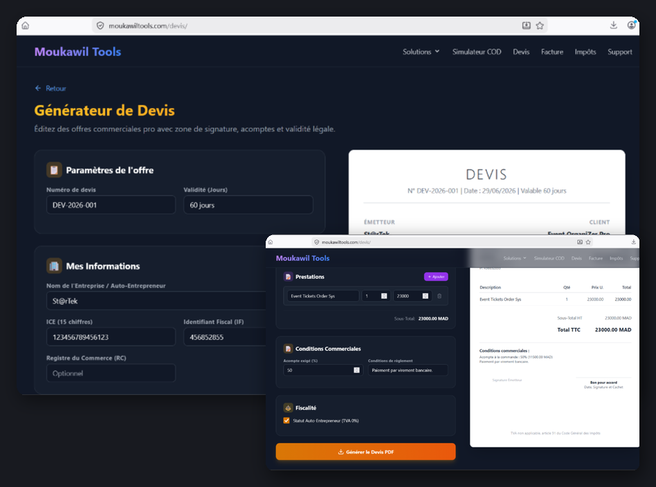 Générateur de devis pour agences et artisans