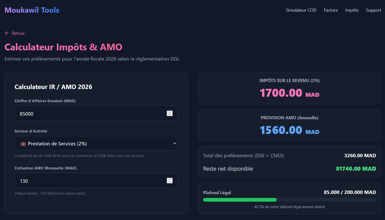 Calculateur impôts revenus publicitaires